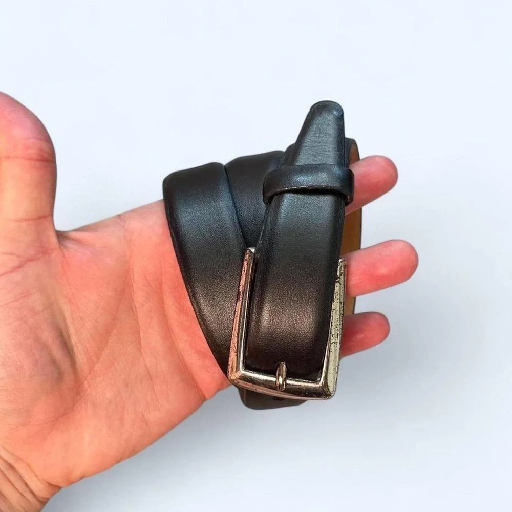 Vintage dark gray leather belt with silver buckle size L by Cipriani